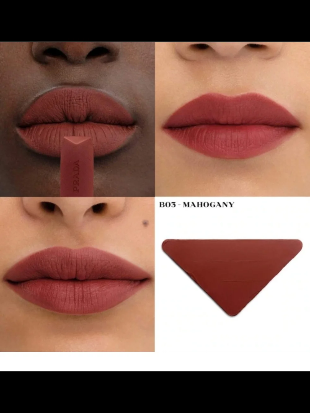 Prada Monochrome Hyper Matte Refillable Lipstick In BO3 Mahogany NIB✨